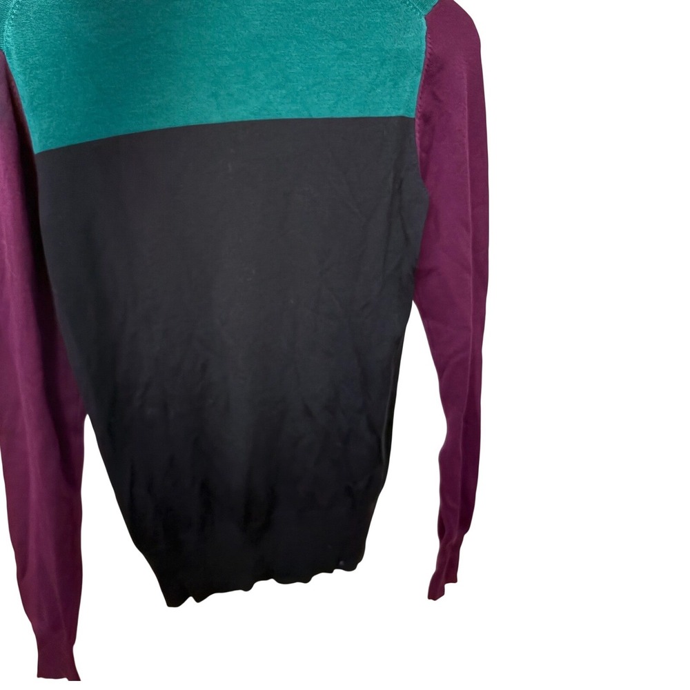 French Connection Bambi Cara‎ Colorblock Sweater Teal Amethyst Navy Small NWT - Picture 6 of 6